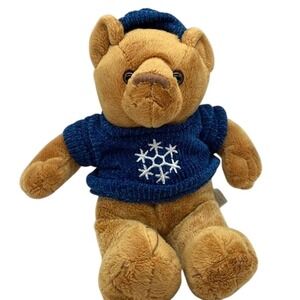 Saks Parisian Teddy Bear with Blue Knit Sweater & Hat Plush